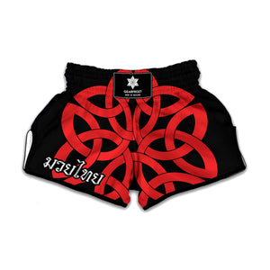 Red Celtic Knot Print Muay Thai Boxing Shorts