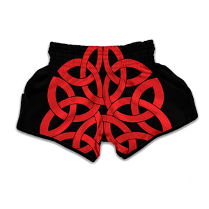 Red Celtic Knot Print Muay Thai Boxing Shorts