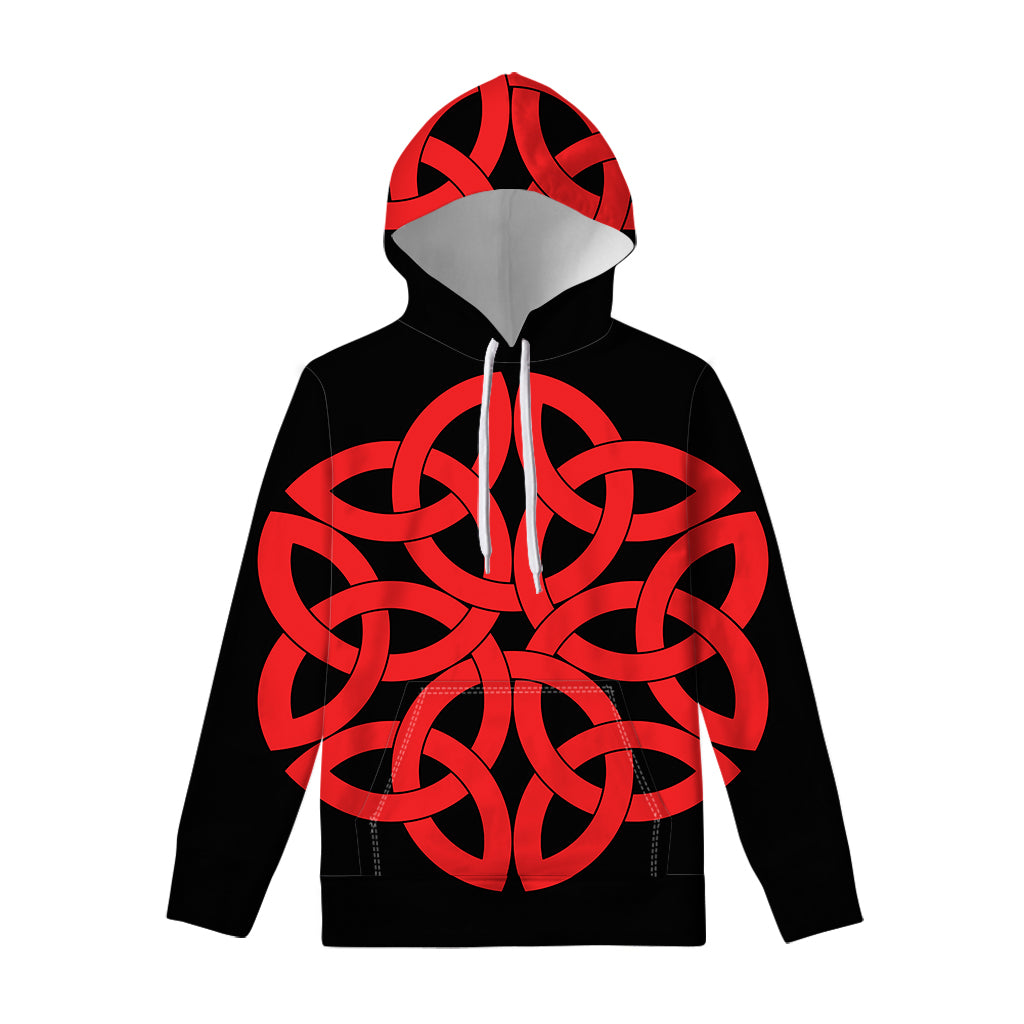 Red Celtic Knot Print Pullover Hoodie