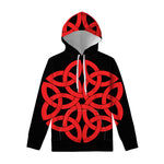 Red Celtic Knot Print Pullover Hoodie