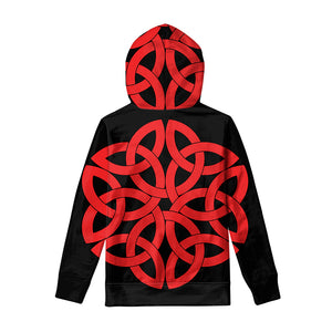 Red Celtic Knot Print Pullover Hoodie