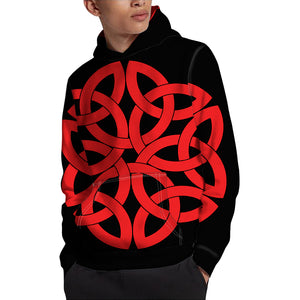 Red Celtic Knot Print Pullover Hoodie