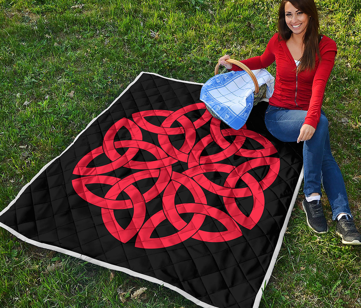 Red Celtic Knot Print Quilt
