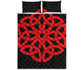 Red Celtic Knot Print Quilt Bed Set