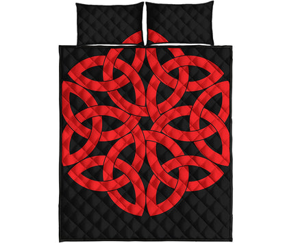 Red Celtic Knot Print Quilt Bed Set