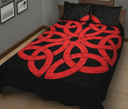 Red Celtic Knot Print Quilt Bed Set