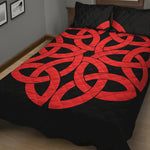 Red Celtic Knot Print Quilt Bed Set