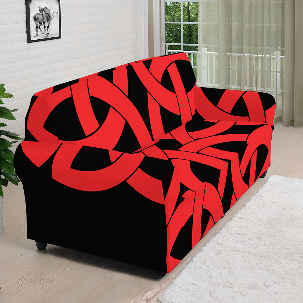 Red Celtic Knot Print Sofa Cover