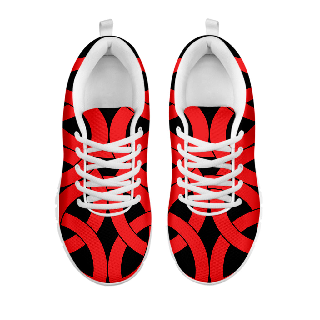 Red Celtic Knot Print White Sneakers