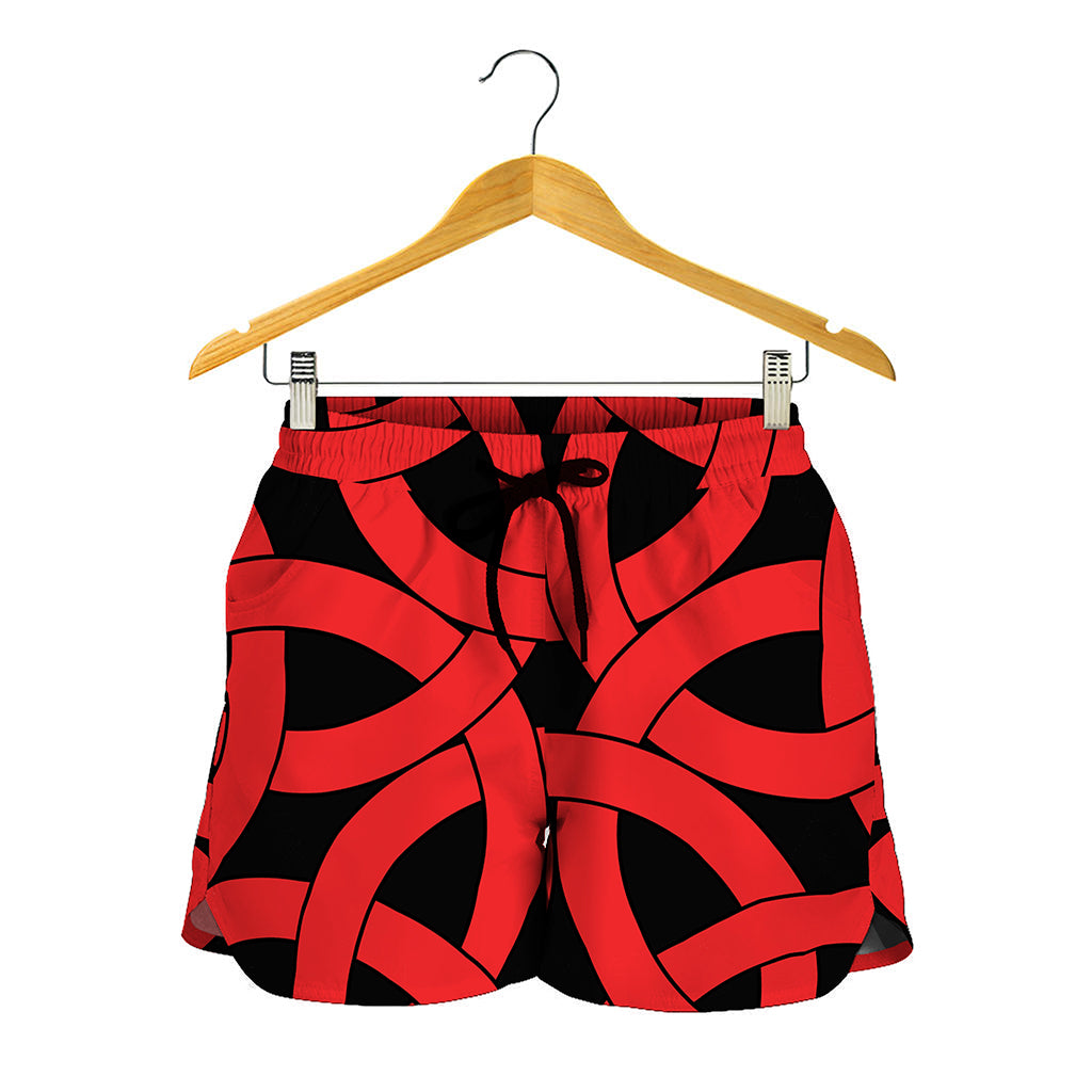 Red Celtic Knot Print Women's Shorts