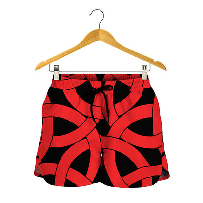 Red Celtic Knot Print Women's Shorts