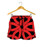 Red Celtic Knot Print Women's Shorts