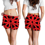 Red Celtic Knot Print Women's Shorts