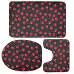 Red Cherry Pattern Print 3 Piece Bath Mat Set