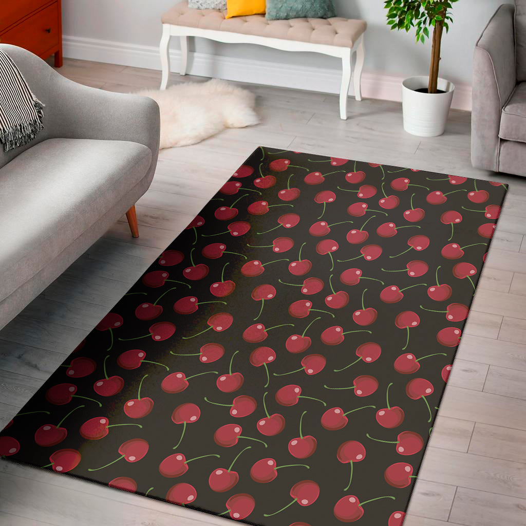 Red Cherry Pattern Print Area Rug