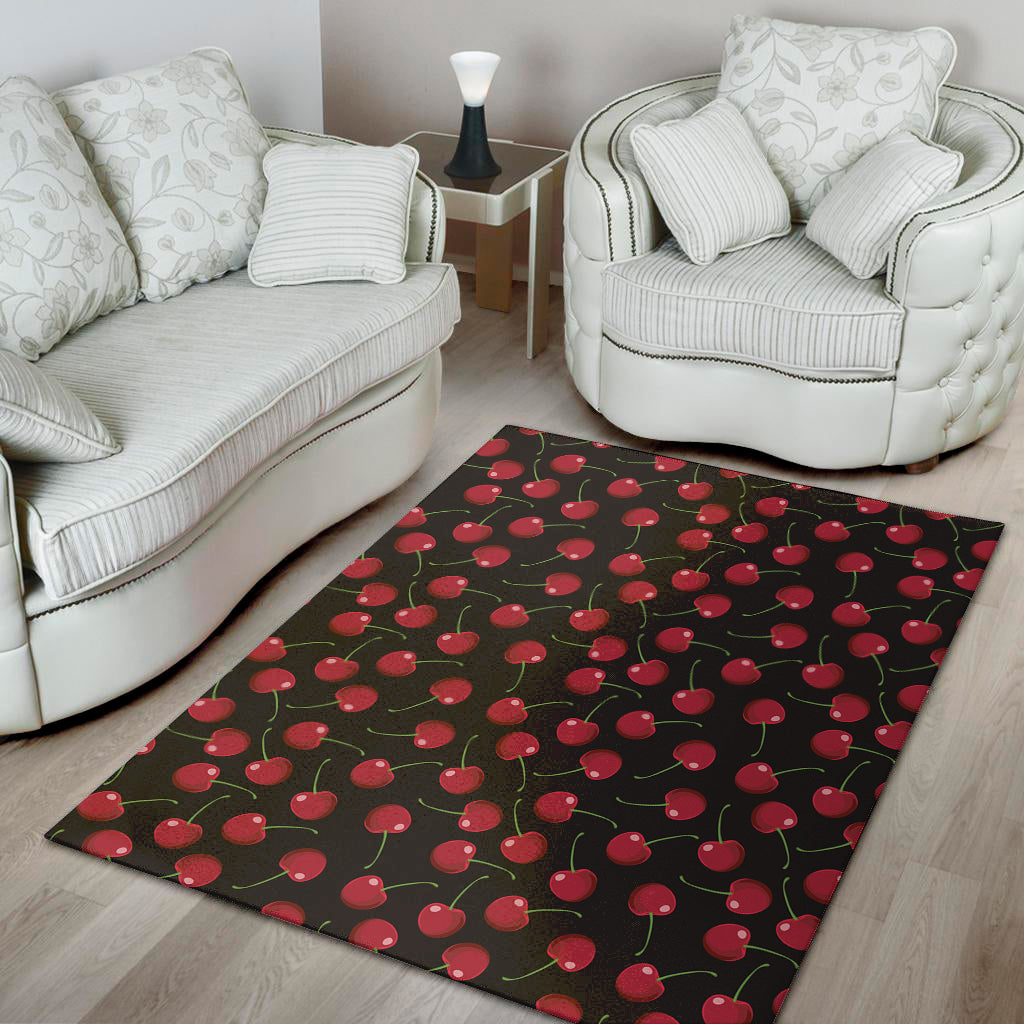 Red Cherry Pattern Print Area Rug