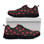 Red Cherry Pattern Print Black Sneakers