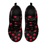 Red Cherry Pattern Print Black Sneakers