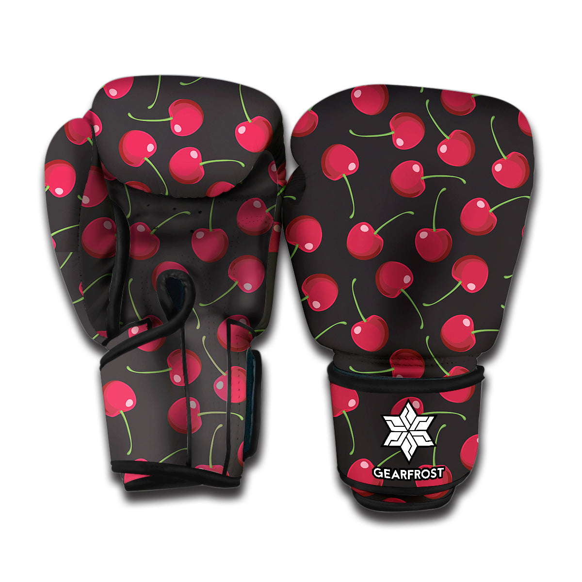 Red Cherry Pattern Print Boxing Gloves