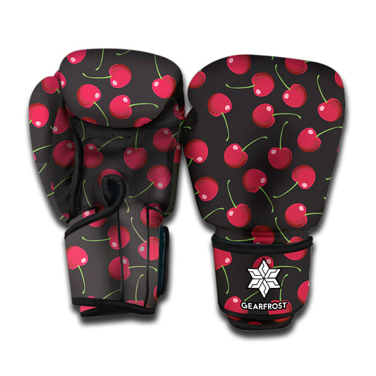 Red Cherry Pattern Print Boxing Gloves