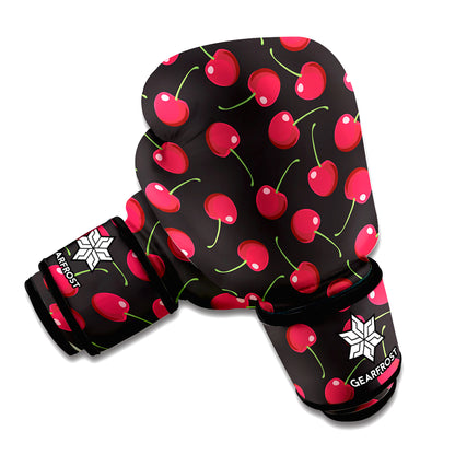 Red Cherry Pattern Print Boxing Gloves
