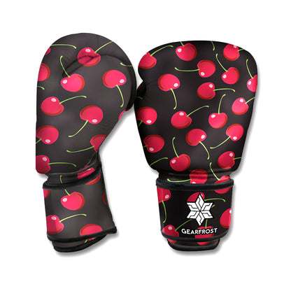 Red Cherry Pattern Print Boxing Gloves