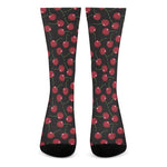 Red Cherry Pattern Print Crew Socks