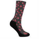 Red Cherry Pattern Print Crew Socks