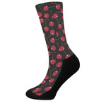Red Cherry Pattern Print Crew Socks