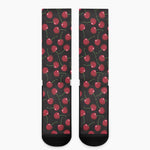 Red Cherry Pattern Print Crew Socks