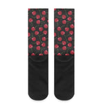 Red Cherry Pattern Print Crew Socks