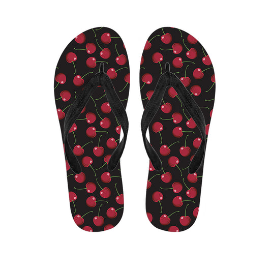 Red Cherry Pattern Print Flip Flops