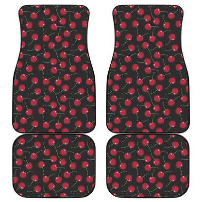 Red Cherry Pattern Print Front and Back Car Floor Mats