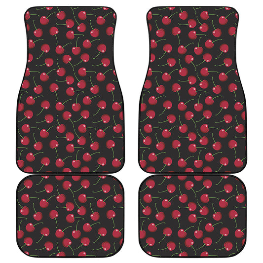 Red Cherry Pattern Print Front and Back Car Floor Mats