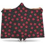 Red Cherry Pattern Print Hooded Blanket