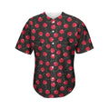 Red Cherry Pattern Print Men's Baseball Jersey