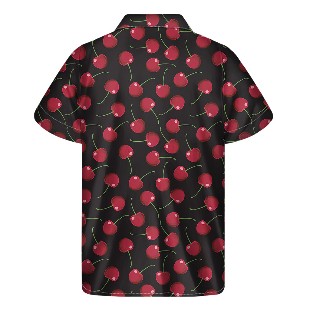Red Cherry Pattern Print Men's Short Sleeve Shirt