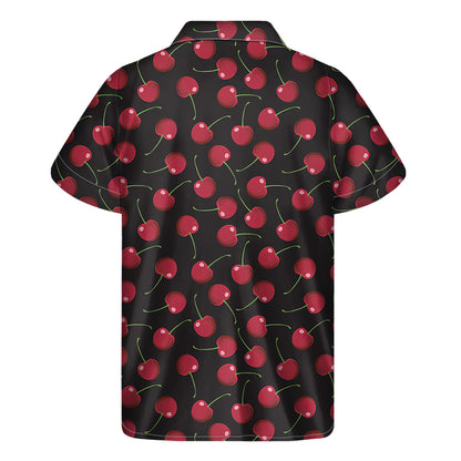 Red Cherry Pattern Print Men's Short Sleeve Shirt