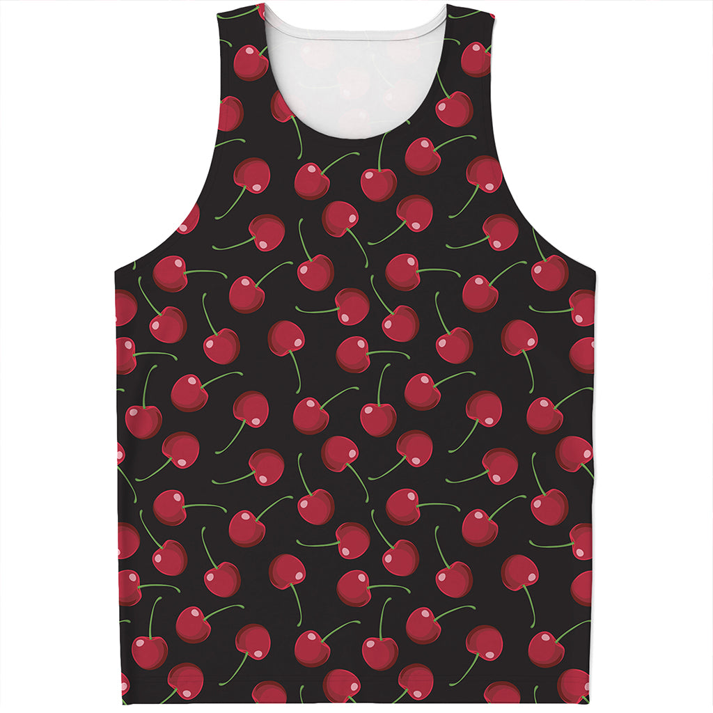 Red Cherry Pattern Print Men's Tank Top