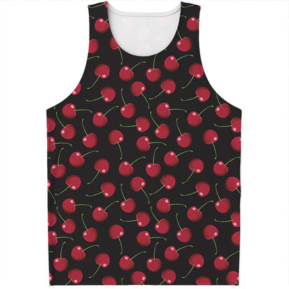 Red Cherry Pattern Print Men's Tank Top