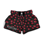 Red Cherry Pattern Print Muay Thai Boxing Shorts
