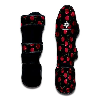 Red Cherry Pattern Print Muay Thai Shin Guard