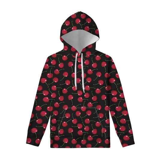 Red Cherry Pattern Print Pullover Hoodie