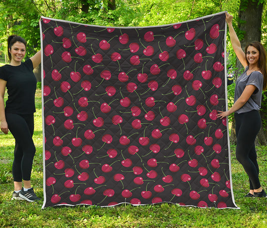 Red Cherry Pattern Print Quilt