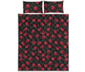Red Cherry Pattern Print Quilt Bed Set