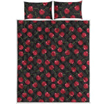 Red Cherry Pattern Print Quilt Bed Set