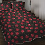 Red Cherry Pattern Print Quilt Bed Set