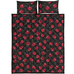 Red Cherry Pattern Print Quilt Bed Set