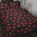 Red Cherry Pattern Print Quilt Bed Set