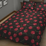 Red Cherry Pattern Print Quilt Bed Set